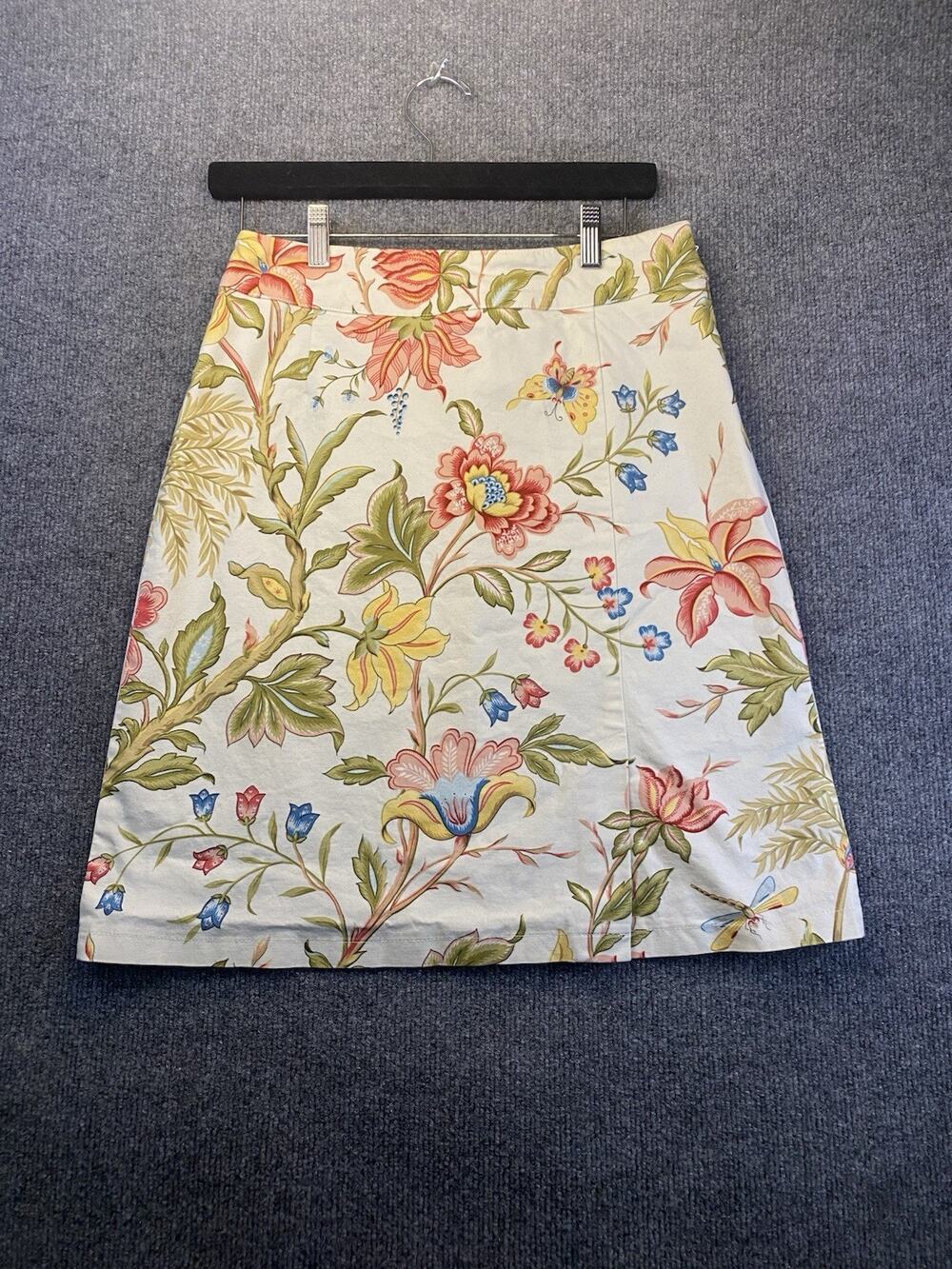 Talbots Floral Print Skirt Denim Skirt Womens Colorful Imported Sz 6